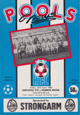 Hartlepool United v Tranmere Rovers Match Programme 1987-04-24
